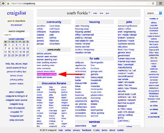 Posting to Craigslist's missed connections classified