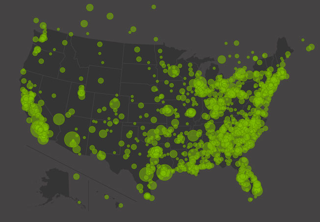 Heatmap of Chatline Callers Around The United States