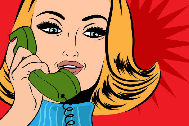 Vintage Pop Art Phone Chatline Artwork of Woman